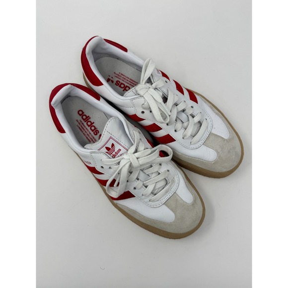 Adidas Red White Platform Samba Sneakers